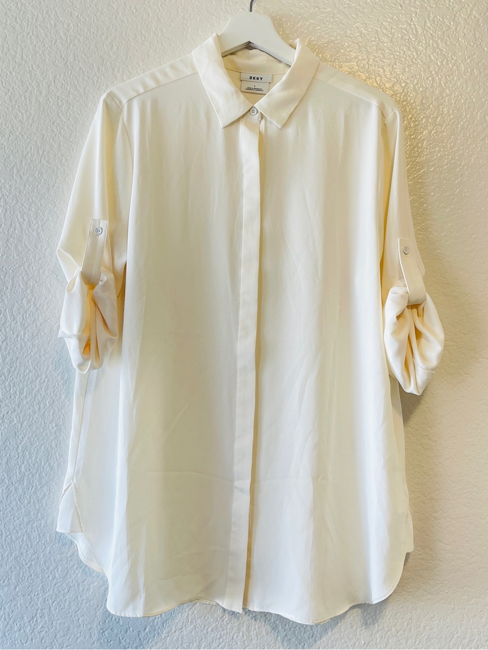 DKNY Cream/White Collared Blouse